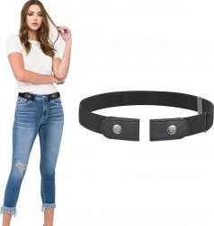 Curea elastică fără cataramă pentru pantaloni, reglabilă, neagră