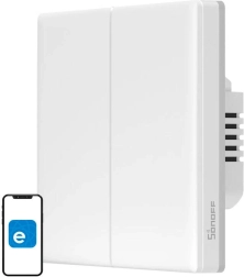 Întrerupător inteligent tactil de perete Wi‑Fi Sonoff TX T5 cu 2 canale