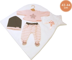 Llorens hăinuțe pentru păpușă New Born 43–44 cm, set 3 piese cu păturică