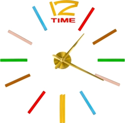 Ceas de perete autoadeziv DIY cu diametru reglabil, ace aurii, marcaje colorate