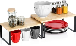 Set de rafturi de bucătărie din bambus, 2 bucăți