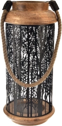 Sfeșnic din lemn de mango și metal negru 40 cm