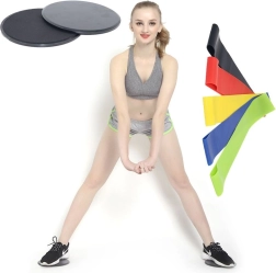 Discuri glisante + 5 benzi de exerciții - negre