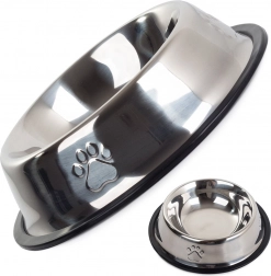 Bol de oțel inoxidabil pentru câini și pisici cu cauciuc antiderapant 150 ml