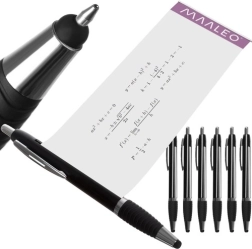 Set de 6 pixuri cu notiță extensibilă și stylus, negru și albastru