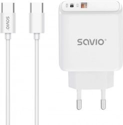 încărcător de rețea 30W cu USB‑C PD și USB‑A QC + cablu USB‑C – Savio