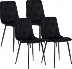 Set de 4 scaune matlasate din catifea pentru sufragerie și living ModernHome – Negru