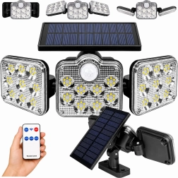 Lampă LED solară de grădină cu senzor de mișcare și crepuscular și telecomandă