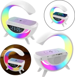 Lampă de noapte multifuncțională cu ceas deșteptător și încărcător cu inducție