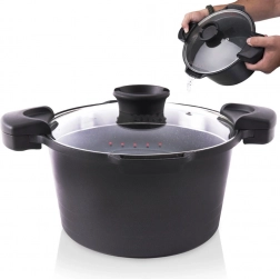 Oală din granit cu capac pentru scurgere 24 cm, 5,5 l ORION GRANDE
