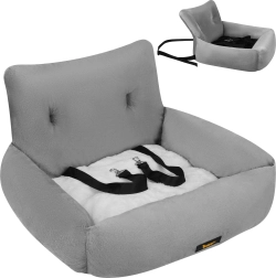 Scaun auto pentru câine și pisică Purlov L 53 × 42 × 30 cm (până la 4 kg) gri
