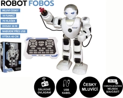 Robot interactiv FOBOS 40 cm, vorbitor de cehă, cu telecomandă și încărcare USB