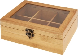 Cutie din bambus pentru ceai 21 × 16 × 7,5 cm, 6 compartimente
