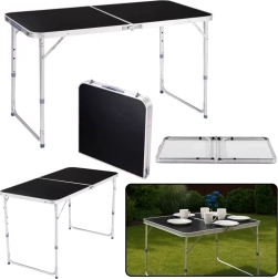 Masă de camping pliabilă cu înălțime reglabilă 120x60 cm