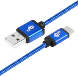 Cablu albastru USB–USB‑C 1,5 m cu împletitură
