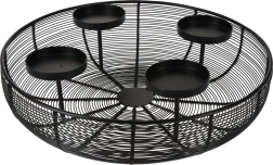 Sfeșnic rotund din metal pentru 4 lumânări, negru, 36 × 10 cm