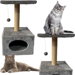 Scratcher pentru Pisici cu Culcuș și Șoricel Suspendat