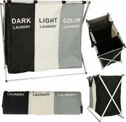 Coș de rufe cu trei compartimente și organizator 135 l