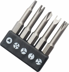 Set de 5 biți de siguranță de precizie – triunghiulari, magnetici, oțel CR‑V