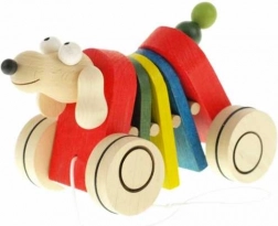 Jucărie de tras din lemn Cățeluș clapetant