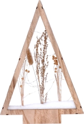 Solight decorațiune de Crăciun din lemn cu LED, brăduț cu flori de iarnă înzăpezite, 37 cm - 1 bucată