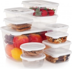 Set de recipiente din plastic pentru alimente cu capac, 11 piese