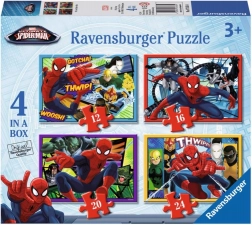 Puzzle pentru copii Disney Spider-Man 4 în 1 – 12, 16, 20 și 24 de piese, 19×14 cm
