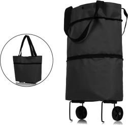 Geantă de cumpărături pliabilă pe roți neagră