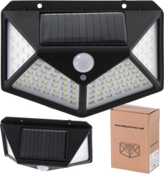 Lampa solară LED de perete cu senzor de mișcare și amurg, 100 LED
