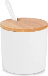 Zahărniță din ceramică cu capac din bambus și linguriță 250 ml