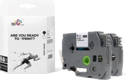 Bandă pentru etichetatoare Brother, imprimare neagră pe fundal alb, 9 mm x 8 m, 2 buc