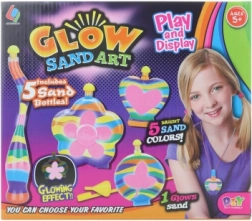 Realizarea sticluțelor cu nisip luminos – set creativ pentru copii