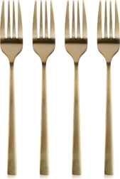 Set de 4 furculițe de desert aurii din oțel inoxidabil