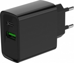 Încărcător rapid USB‑C + USB‑A 20 W, negru