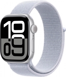 Apple Watch Series 10 GPS carcasă din aluminiu 42 mm argintie cu curea sport albastră