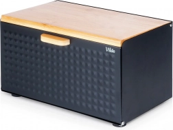 Cutie pentru pâine din metal negru și bambus cu capac dublu 35,5 × 22 × 20,5 cm Vilde