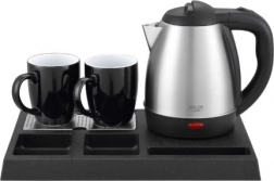 Cană electrică pentru hotel 1,2 l din oțel inoxidabil cu tavă de bun venit ADLER AD 1354