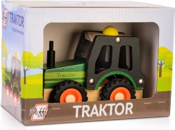 Tractor din lemn cu roți din cauciuc