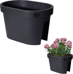 Ghiveci suspendat de balcon din plastic reciclat, negru 39,5 × 24 cm