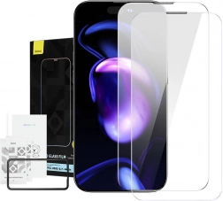 Baseus Crystal sticlă securizată rezistentă la praf 0,3 mm pentru iPhone 14/13/13 Pro – Dublu pachet
