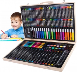 Set de desen artistic într-o cutie de lemn