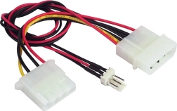 Cablu splitter de alimentare 2× Molex la 1× 3-pin pentru ventilator
