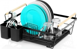 Suport de uscare pentru vase negru 45 × 33 × 18 cm