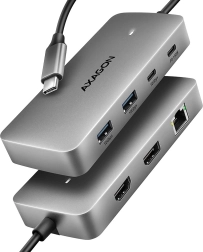 Axagon hmc-cub83x2 hub usb-c 7-în-1, 10 gbps, hdmi 4k/144 hz, dp 8k/30 hz, glan, pd 100 w