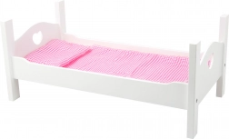 Pătuț din lemn pentru păpuși cu inimioare albe