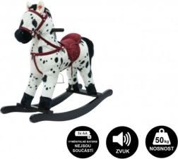 Cal balansoar din pluș cu baterii, cu sunete și mișcare – Alb cu pete