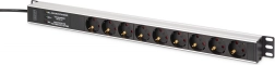 Bara de alimentare rack DIGITUS PDU 9× Schuko cu protecție la supratensiune și filtru EMI/RFI, 620 mm
