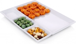 Farfurie compartimentată din porțelan alb 26,5 × 20 cm