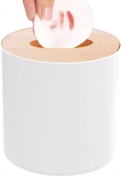 Coș de gunoi pentru baie Whitney 1,5 l – alb, capac din bambus