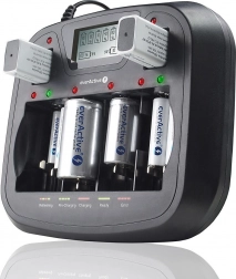 EVERACTIVE încărcător universal Ni‑MH cu LCD și USB, 8 canale